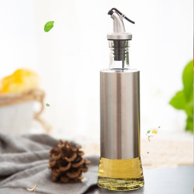Picture of Glass Oil Dispenser Bottles 500ml Clear Vinegar Cruet with Pourers and Funnel for Kitchen
