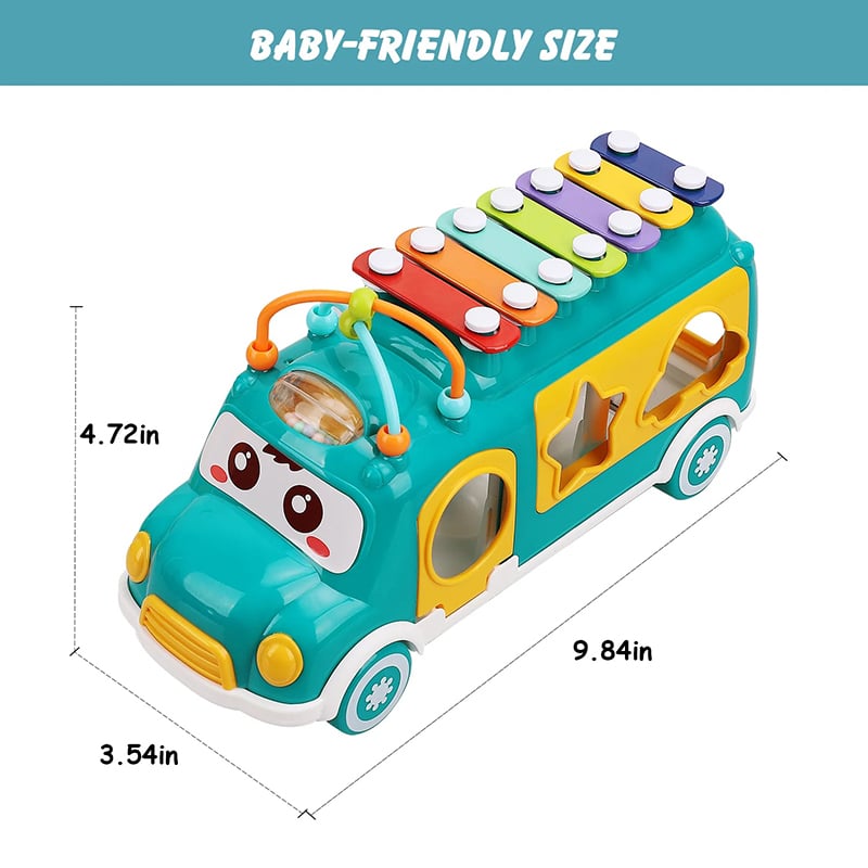 Picture of Toy Life Baby Musical Toys Xylophone Bus for Kids Musical Instruments – Baby Toys 12-18 Months with Bouncer Shapes and Building Blocks Music School Shape