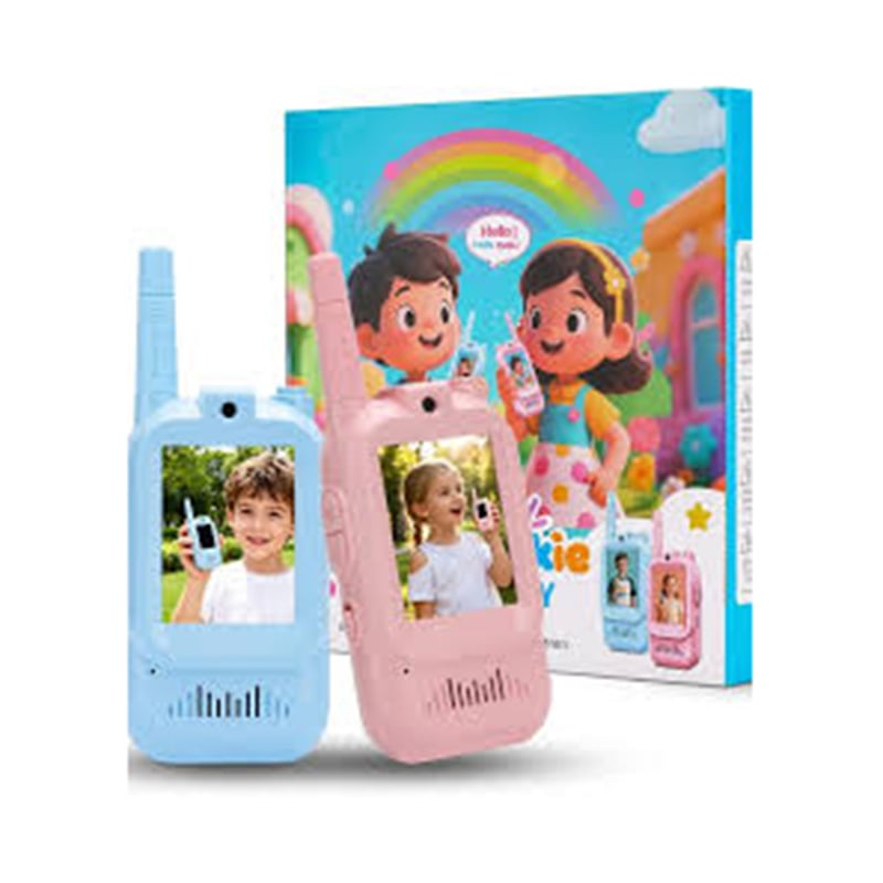 Picture of Video W.alkieT.alkies for Kids, Handheld 2 Pack Rechargeable Video Intercom Kids W.alkies T.alkies, Indoor Outdoor Toys for Family Games, Outside, Camping, Hiking for Boys Girls Ages 3-12 (Blue/Pink)