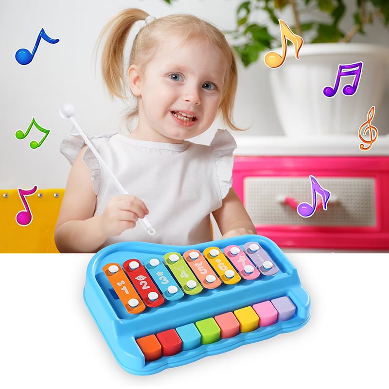 Picture of 2 in 1 Piano Xylophone Kids Toys, Educational Musical Instruments for Toddlers, Set of 5 Keys of 8 Multicolor Key Scales for Baby Gift for Boys and Girls