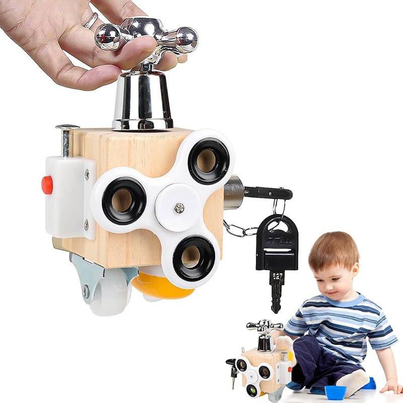 Picture of Activity Cube Busy Board, Wooden Montessori Toys Busy Cube for Kids Baby Travel Toy Wooden Educational Toy Fidget Cube Toddlers