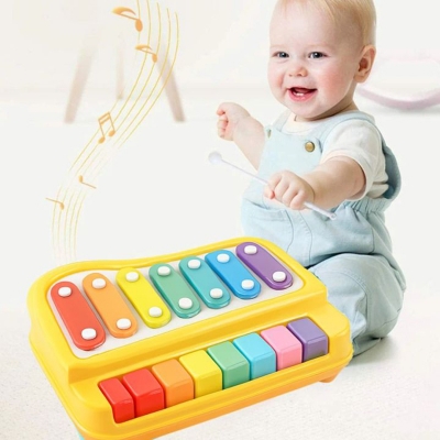 Picture of 2 in 1 Piano Xylophone Kids Toys, Educational Musical Instruments for Toddlers, Set of 5 Keys of 8 Multicolor Key Scales for Baby Gift for Boys and Girls