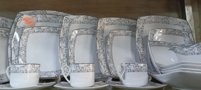 Picture of Premium Luxury 32 Pcs Porcelain Dinner Set - Silver -Export Quality