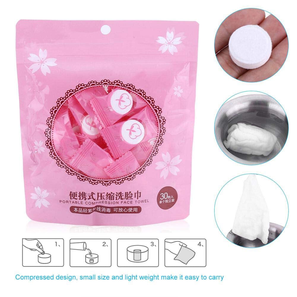 Picture of 30 Pcs Disposable Facial Tissues Compressed Face Towels Outdoor Camping Travel Washcloth Magic Tablet Wet Facial Tissue
