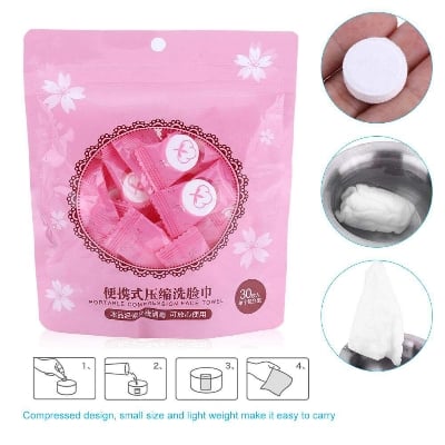 Picture of 30 Pcs Disposable Facial Tissues Compressed Face Towels Outdoor Camping Travel Washcloth Magic Tablet Wet Facial Tissue