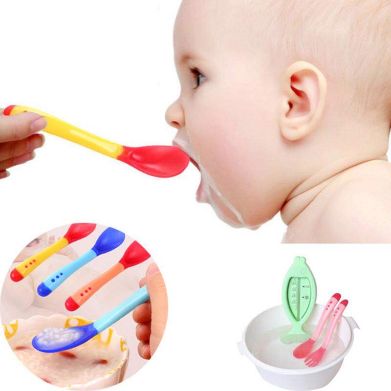 Picture of 3 Colors Temperature Sensing Spoon for Kids Boys Girls Silicone Spoon Feeding Baby Spoons Toddler Flatware Drop Shipping TSLM1