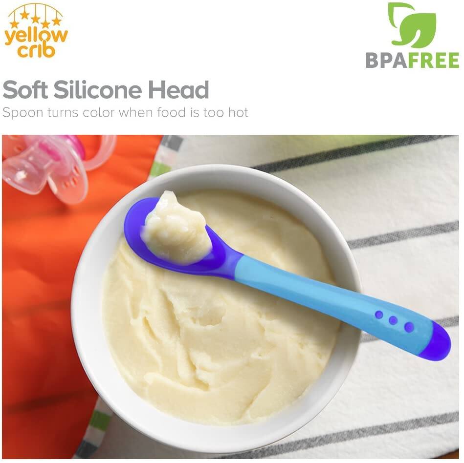 Picture of 3 Colors Temperature Sensing Spoon for Kids Boys Girls Silicone Spoon Feeding Baby Spoons Toddler Flatware Drop Shipping TSLM1