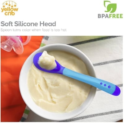 Picture of 3 Colors Temperature Sensing Spoon for Kids Boys Girls Silicone Spoon Feeding Baby Spoons Toddler Flatware Drop Shipping TSLM1
