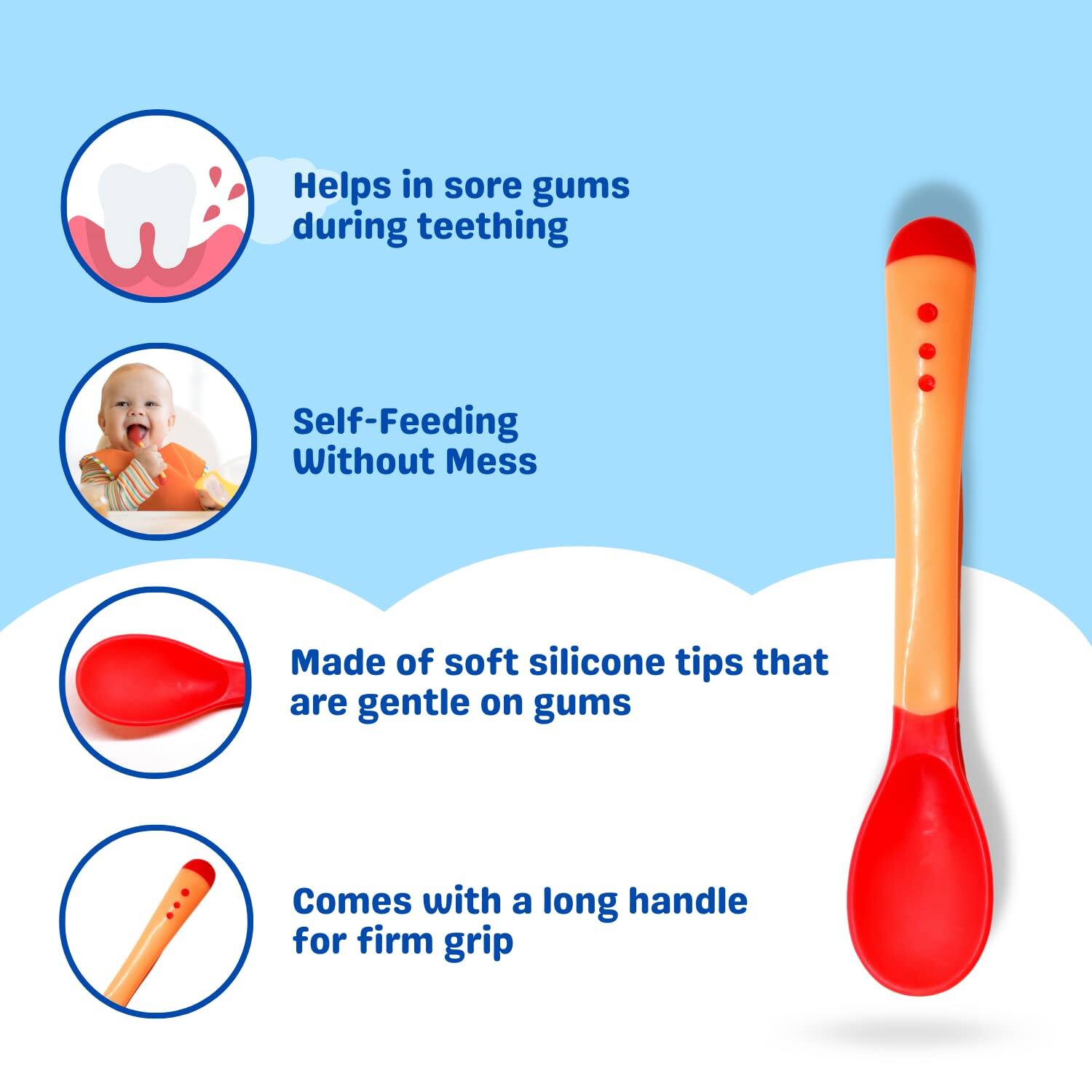Picture of 3 Colors Temperature Sensing Spoon for Kids Boys Girls Silicone Spoon Feeding Baby Spoons Toddler Flatware Drop Shipping TSLM1