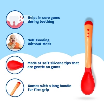 Picture of 3 Colors Temperature Sensing Spoon for Kids Boys Girls Silicone Spoon Feeding Baby Spoons Toddler Flatware Drop Shipping TSLM1