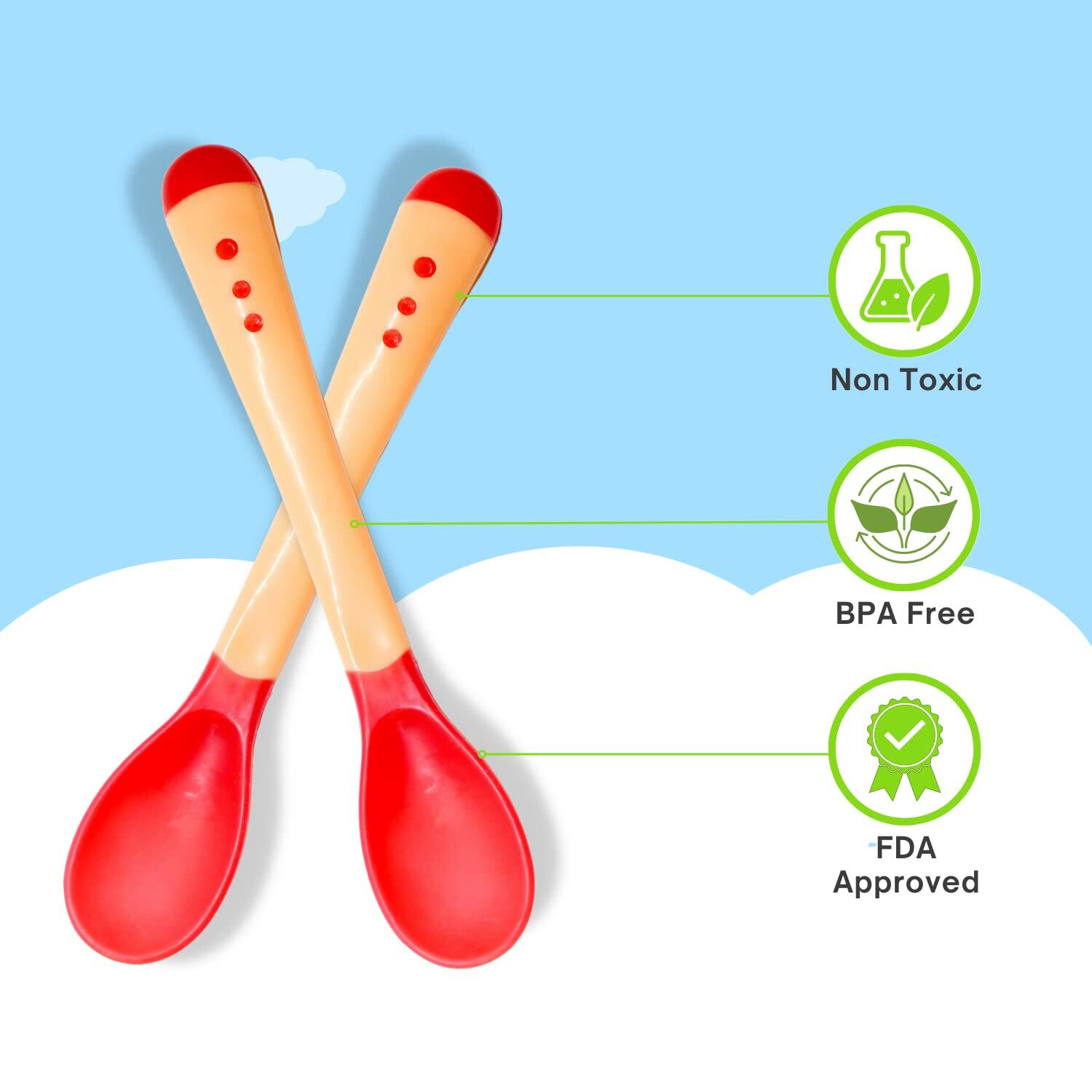 Picture of 3 Colors Temperature Sensing Spoon for Kids Boys Girls Silicone Spoon Feeding Baby Spoons Toddler Flatware Drop Shipping TSLM1