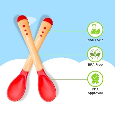 Picture of 3 Colors Temperature Sensing Spoon for Kids Boys Girls Silicone Spoon Feeding Baby Spoons Toddler Flatware Drop Shipping TSLM1