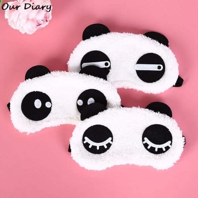 Picture of Health Care Tools Cute Face White Panda Eye Mask Eyeshade Shading Sleep Cotton Goggles Eye Mask Sleep Mask Eye Cover 3 Styles