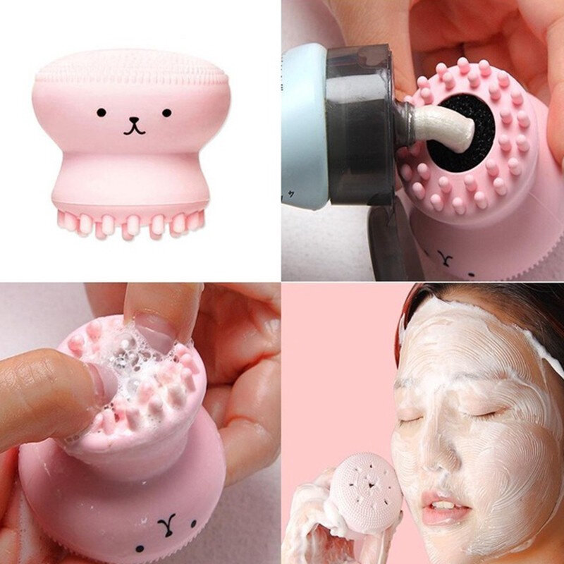 Picture of Silicone Face Cleansing Brush Facial Cleanser Pore Cleaner Cute Octopus Shape Exfoliator Face Scrub Face Scrub Washing Brush