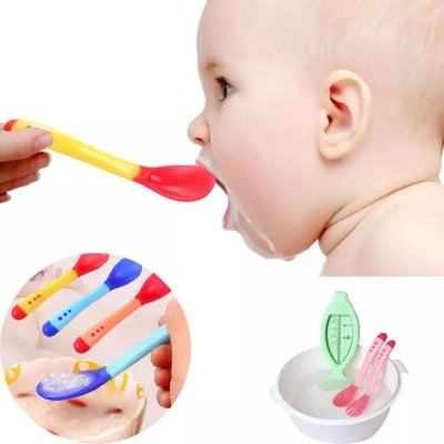Picture of গরম খাবার থেকে বাচ্চাকে নিরাপদে রাখতে-Heat Sensitive Baby Safety Spoons Heat Sensing Spoon  for Kids Boys Girls Silicone Spoon Feeding Baby Spoons Toddler Flatware