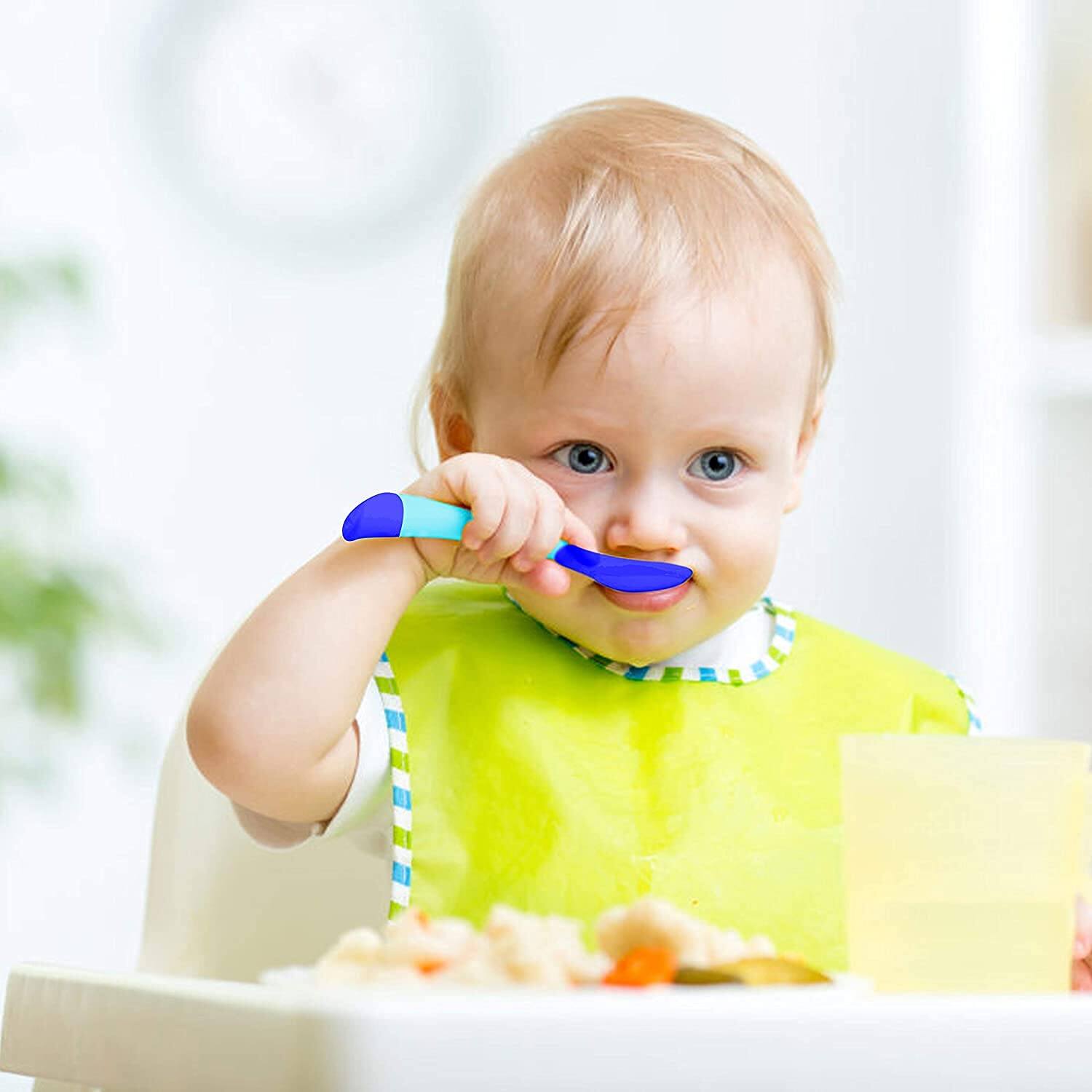 Picture of Heat Sensitive Baby Safety Spoons Heat Sensing Spoon  for Kids Boys Girls Silicone Spoon Feeding Baby Spoons Toddler Flatware
