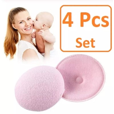 Picture of 4pcs Fashion Baby Feeding Breastt Pad Washable Nursing Pad Soft Absorbent Reusable Nursing Anti-overflow Maternity Nursing Pad
