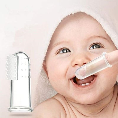 Picture of 2Pcs Silicone Toothbrush Baby Finger Toothbrush Children\'s Teeth Cleaning Silicone Toothbrush Rubber Cleaning Baby Toothbrush