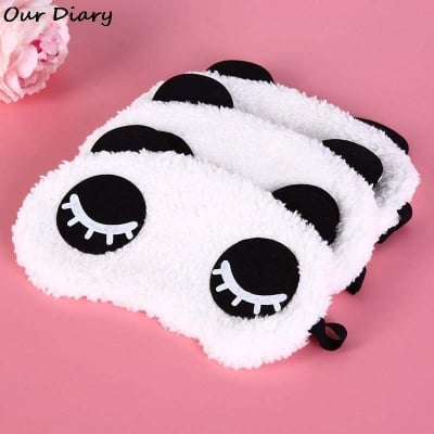 Picture of Health Care Tools Cute Face White Panda Eye Mask Eyeshade Shading Sleep Cotton Goggles Eye Mask Sleep Mask Eye Cover 3 Styles
