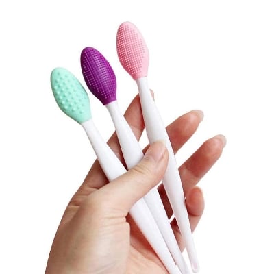 Picture of 1PCS Exfoliating Lip Brush Nose Cleaning Brush Double Side Soft Silicone Lip Scrub Tool & Nose Blackhead Remove Brush