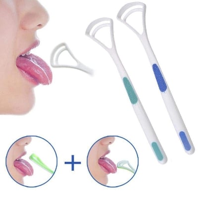 Picture of Tongue Scraping Cleaner Tongue Scraper Double-Sided Design Reduce Bad Breath Protect Oral Health