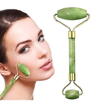 Picture of Retail Care Natural Jade Face Roller, Double Head Facial Roller Massager Anti Aging and Anti-wrinkle Face Body Eyes Neck Massage Beauty Tool