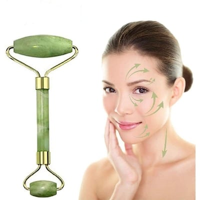 Picture of Jade Roller，face Roller，Quartz Roller，Jade Roller for face， Jade Massager for Face and Neck，Natural Quartz Roller with Natural Anti Aging Jade Stone for Face Eye Massage Roller -Green