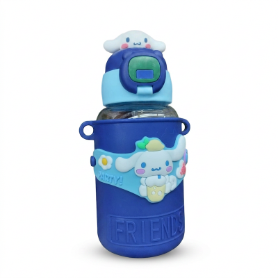Picture of 550ML Kids Cartoon Thermos Cup, Double Drinking Straw, 316 Stainless Steel, Anti-Fall, Food-Grade Plastic, Portable, Lightweight, Perfect for Male and Female Students, School, Travel, Outdoor Fun, Gym, Picnic, Sports, and Daily Hydration-Blue