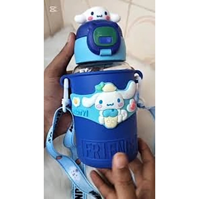 Picture of 550ML Cartoon Double Drinking Kids Thermos Cup, 316 Stainless Steel, Anti-Fall Portable Water Bottle, Straw Design, Food-Grade Safe Material, Lightweight, Perfect for Male and Female Students, School, Travel, Outdoor Fun, Gym-Blue