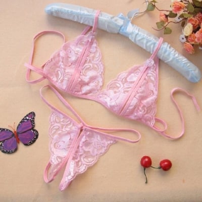 Picture of Young Beauty Sexy Lingerie Women Underwear Babydoll Sleepwear Bra + Gstring Set Babydoll Bikini Set NonPadded Bra & Panty Nightwear Lingerie