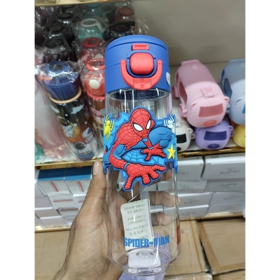 Picture of 600ML Disney Mickey Minnie Mouse Water Bottle for Kids, Large Capacity Sport Cup, Cartoon Spiderman Plastic Drink Bottle, Safe Food-Grade Material, Perfect Hydration Bottle for School, Outdoor, Gym, and Travel-Multicolor
