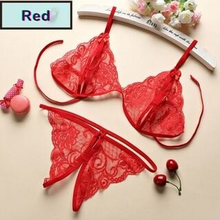 Picture of Young Beauty Sexy Lingerie Women Underwear Babydoll Sleepwear Bra + Gstring Set Babydoll Bikini Set NonPadded Bra & Panty Nightwear Lingerie