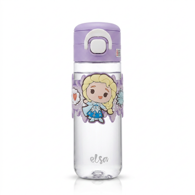 Picture of 600ml Kuromi Logo Water Bottle Spiderman Mickey Mouse Kids Kettle | Leak Proof Plastic Drinkware | Hot Cold Beverages Safe | Food Grade Material | Cartoon Children’s Drinking Cup with Handle | 1pcs-Multicolor