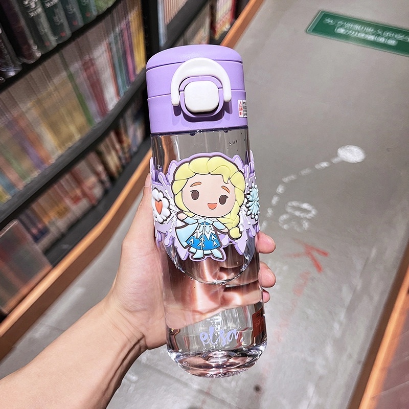 Picture of 600ml Kuromi Logo Water Bottle Spiderman Mickey Mouse Kids Kettle | Leak Proof Plastic Drinkware | Hot Cold Beverages Safe | Food Grade Material | Cartoon Children’s Drinking Cup with Handle | 1pcs-Multicolor