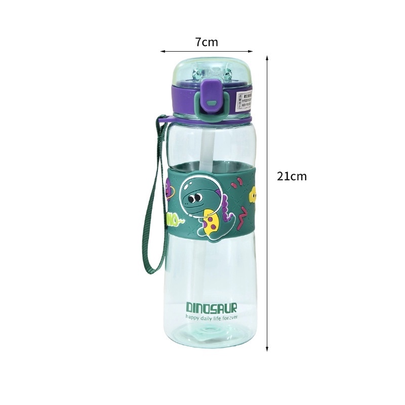 Picture of Kids Straw Water Cup 600ml Summer Cartoon Cute Student Bottle Plastic Leakproof BPA Free Household Drinkware Portable for Boys Girls School Office Outdoor Travel-Multicolor
