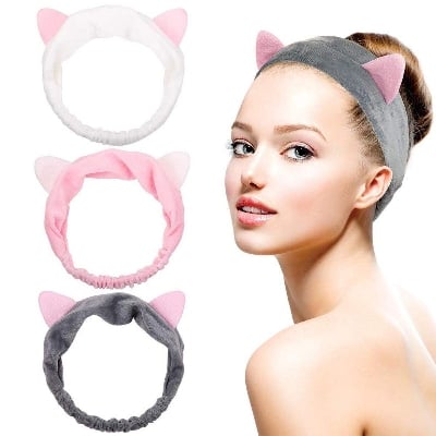 Picture of 1PCS Cute Kitty Cat Ear Headbands Women Girls Wash Face Spa Makeup Lovely Etti Wrap Hair Band