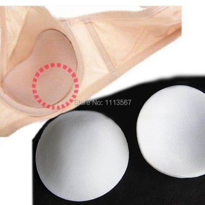 Picture of RETAILCARE Bra Inserts Pads Round Bra Pads Pushup Sponge Bra Cup Insert Pad Push Up 2 PCS (White)