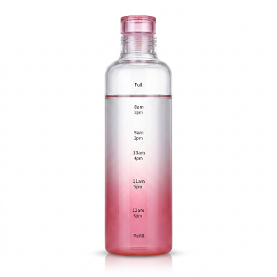 Picture of Hydration Tracker Glass Bottle – 500ml Transparent Design – Time Marker & Leakproof Stopper – Wide Mouth for Cleaning – Ideal for Coffee, Juice, Milk, Tea – Home or Gym Use-Multicolor