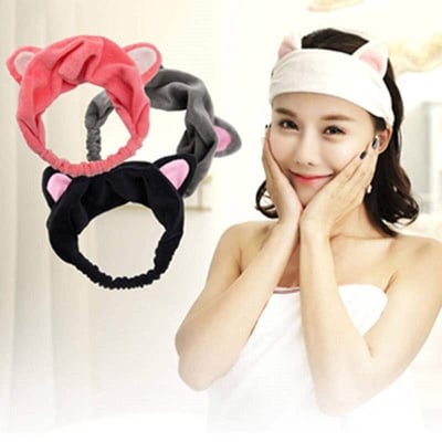 Picture of RetailCare Ears Headbands, 1Pcs Elastic Women's Lovely Hair Band, Spa Shower Face Washing Hairband Facial Headband Make Up Wrap Head Band Washable Colourful Cloth Fits All Head Sizes - Hair Band