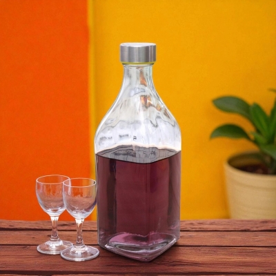 Picture of Maximise Space  1000ml Square Glass Bottle | Reusable for Water, Juices, & Fridge Organization.-Multicolor