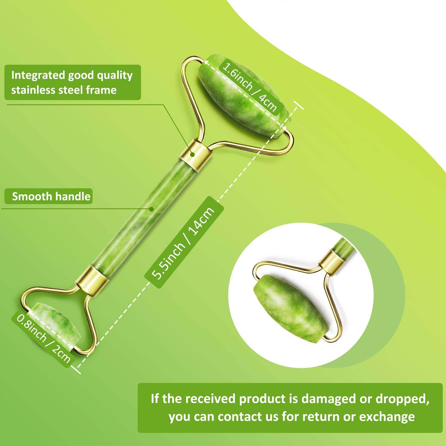Picture of Retail CareAnti Aging Jade roller Therapy 100% Natural jade facial roller double Neck Healing Slimming Massager (Jade Roller)