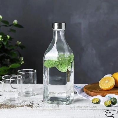 Picture of Buxton 1000ML Clear Glass Bottle with Plain Texture – Reusable and Durable for Water, Milk, and Beverages; a Smart Hydration Investment.-Multicolor