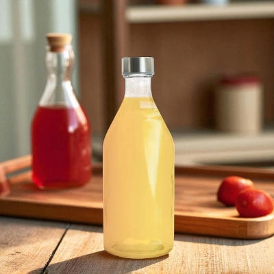 Picture of Buxton 1000ML Reusable Clear Glass Bottle with Plain Texture – Ideal for Water, Milk, and Daily Hydration, Blending Elegance and Practicality.-Multicolor