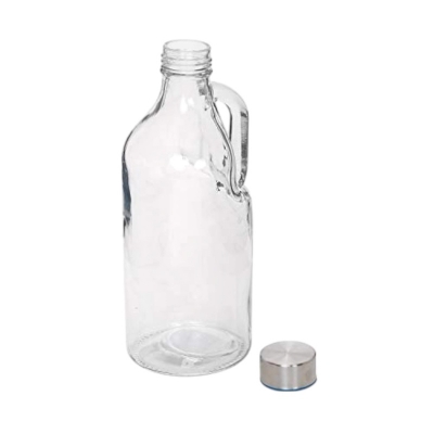 Picture of Modern Design 1000ml Plain Glass Water Bottle, Portable with Handle, Air-Tight Stainless Steel Cap – Perfect for Juices, Smoothies, and On-the-Go.-Multicolor