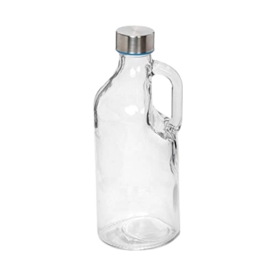Picture of Sophisticated 1000ml Plain Glass Drink Container, Handle Equipped, Leak-Proof Stainless Steel Lid – Perfect for Contemporary & Modern Table Settings.-Multicolor