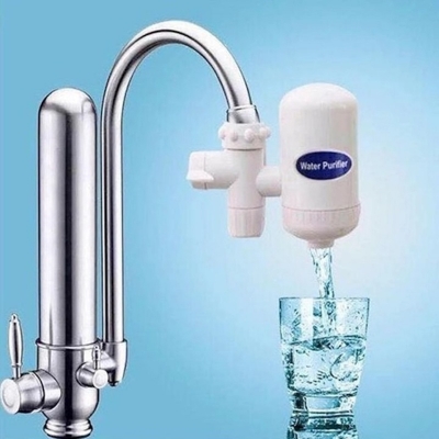 Picture of Household Kitchen Faucet Filter – Washable and Durable Water Purifier with Layered Filtration, Activated Carbon – Clean Water Output from ABS Material Tap – 1pcs White Filtro System-White