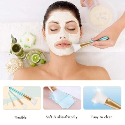Picture of Retail Care 1Pcs Silicone Face Mask Brush Flexible Soft Facial Mask Applicator Hairless Moisturizers Applicator Mask Makeup Beauty Tool for Mud, Clay, Charcoal Mixed