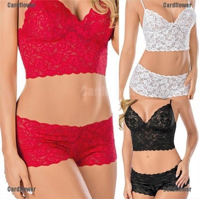 Picture of Sexy Bra and Panty New Design Hot Erotic Lace Babydoll Pajamas Exotic Wrapped Chest Open Bra Women Sexy Lingerie RED
