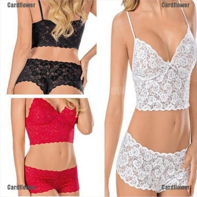 Picture of Sexy Bra and Panty New Design Hot Erotic Lace Babydoll Pajamas Exotic Wrapped Chest Open Bra Women Sexy Lingerie White