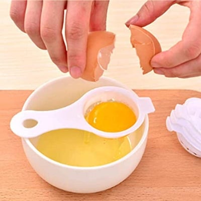 Picture of Egg Separator -Egg Yolk White Separator - Quick and Easily White Yolk Filter Cooking Tool - Easy Egg Filter-Separator Holder Divider Sieve-Plastic Kitchen Gadget (White)